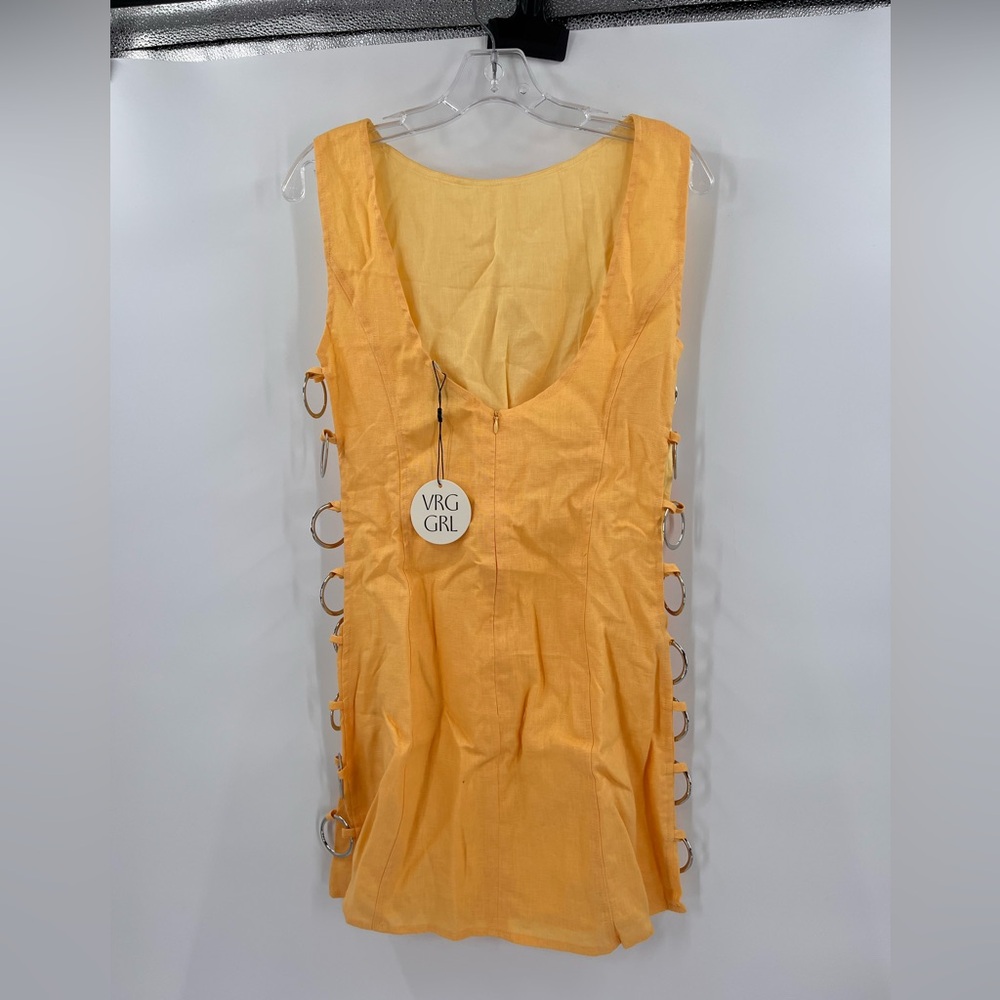 Yellow Mini Dress with Side Ring Detailing - Picture 3 of 10